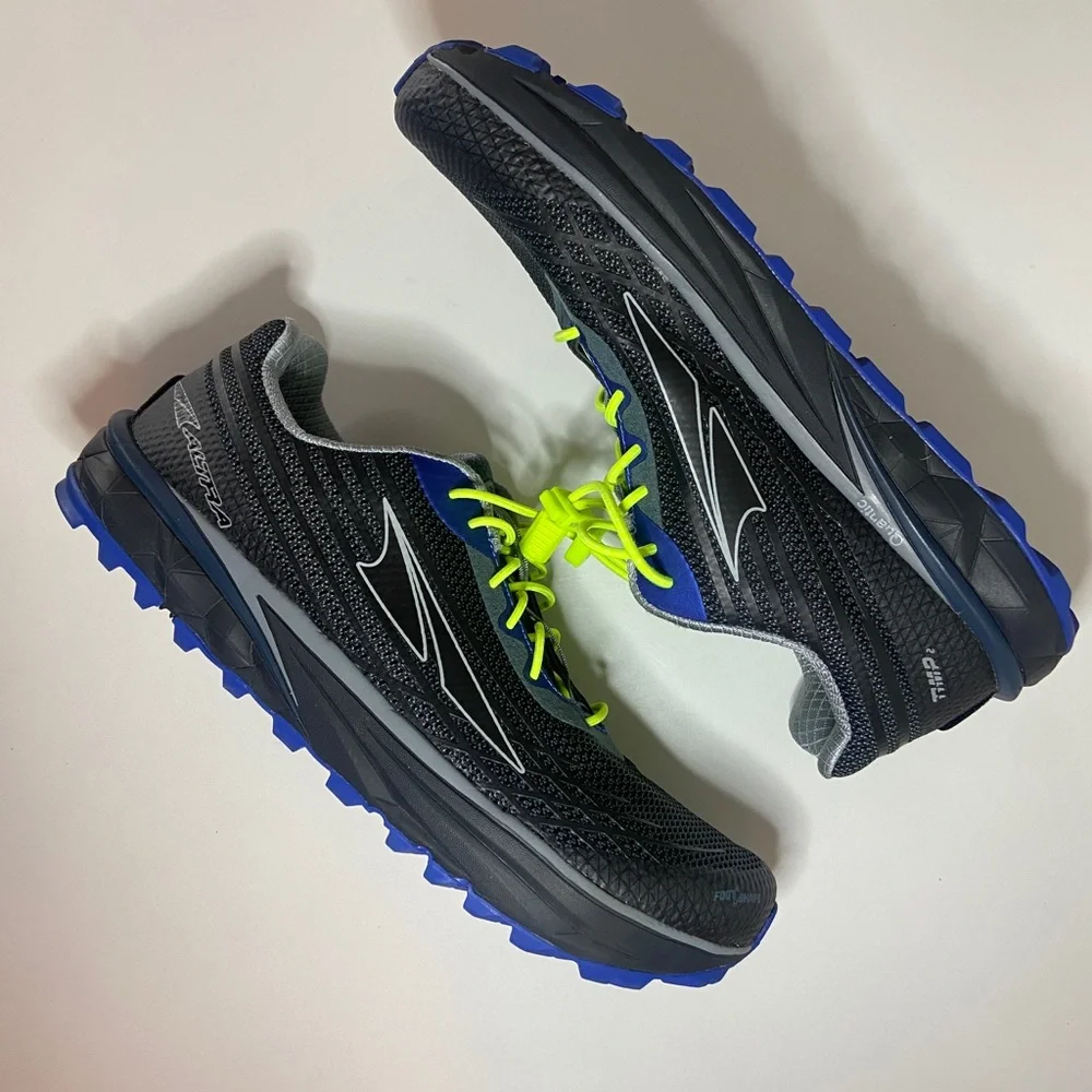 Altra Men's Black with Blue and Neon Yellow Trail Running Shoes